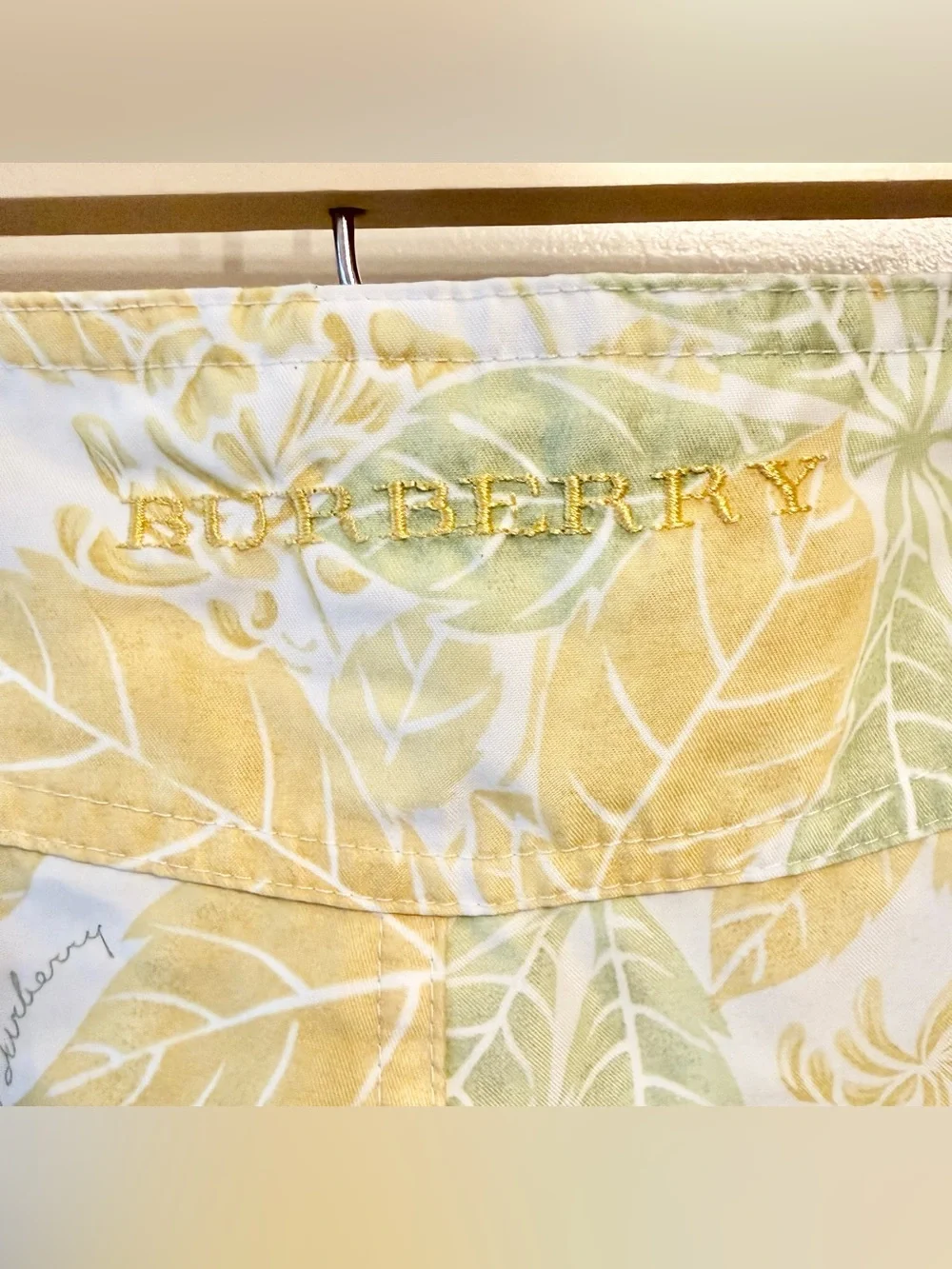 Burberry Designer Men’s Yellow Tropical Leaves Swim Shorts Beach Trunks M